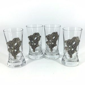 Artina Schnaps Pewter and Glass Set of 4 Shot Glass